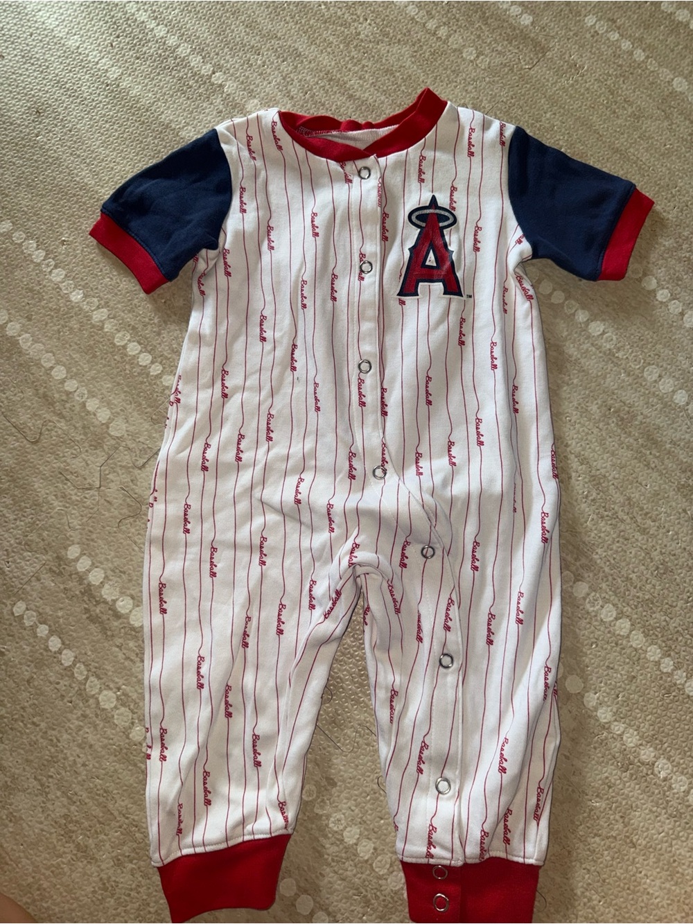 MLB Infant Anaheim Angels‎ One-Piece with Red Trim and Pinstripes
